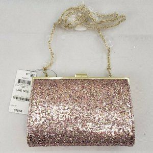 NWT INC PARTY Pink Rose Gold Glitter Clutch